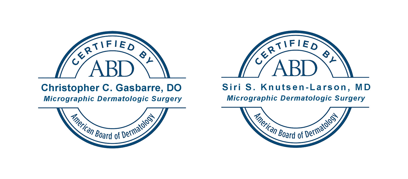 Mohs Certification Seals for Dr. Knutsen-Larson and Dr. Gasbarre