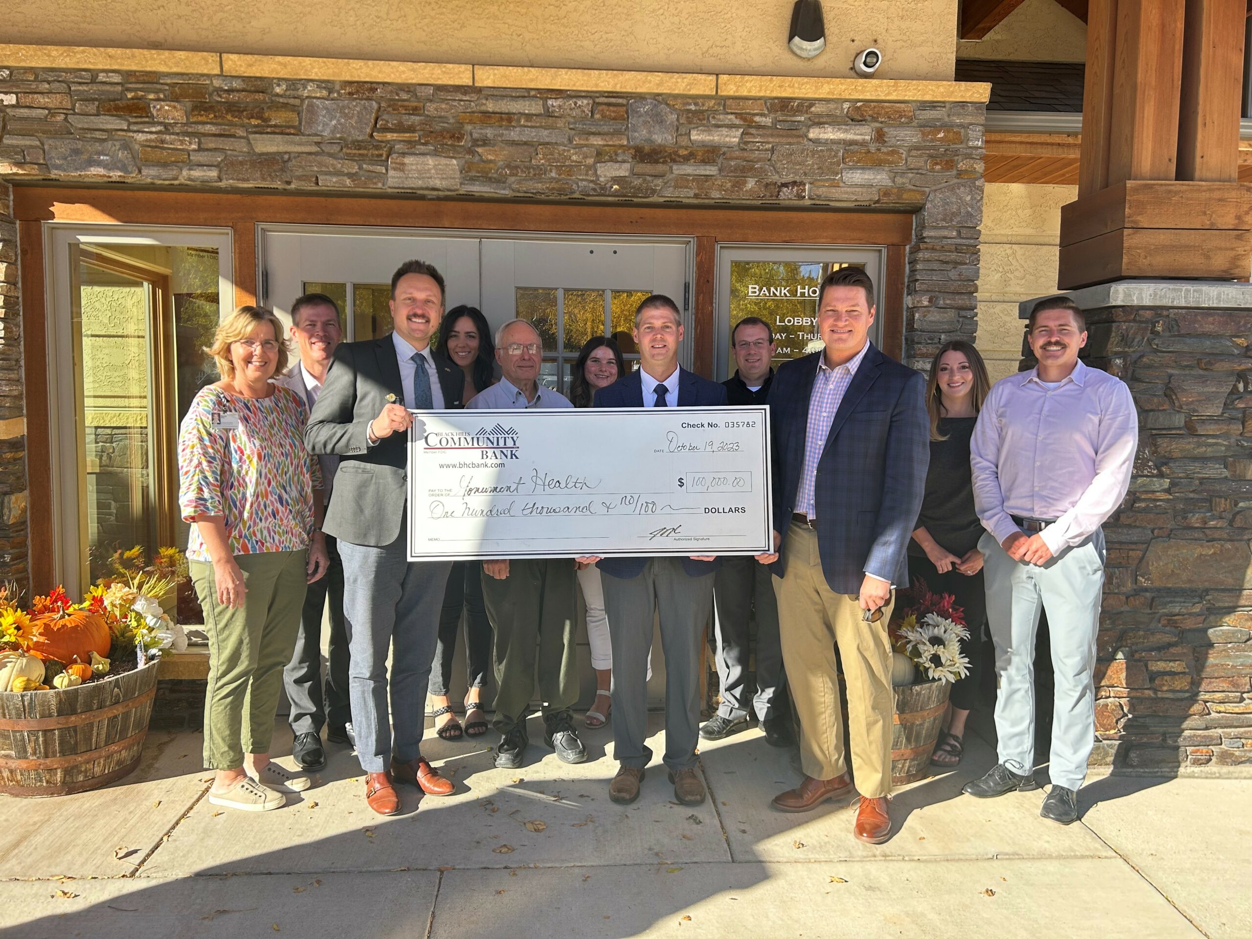 Monument Health Foundation receives donation from Black Hills Community Bank